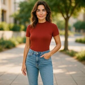 SHEIN Red Fitted Short Sleeve Bodysuit